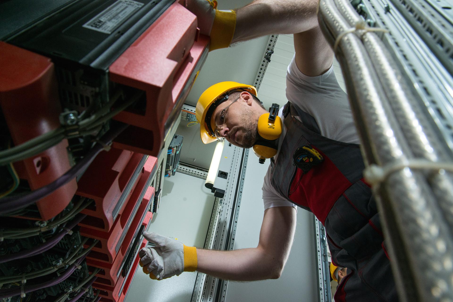 Engineer working on equipment